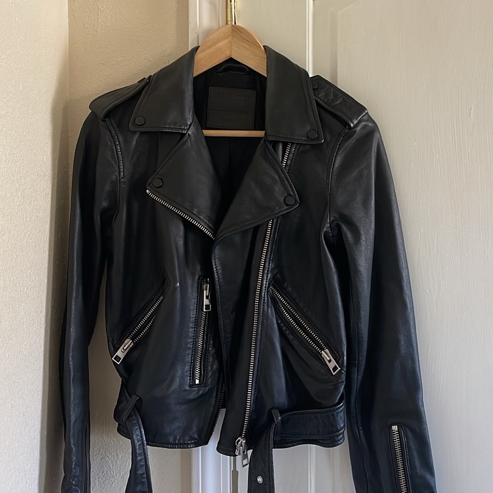 like new! all saints black leather jacket